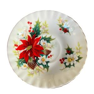 ROYAL ALBERT POINSETTIA SAUCER ONLY, BONE CHINA ENGLAND VINTAGE REPLACEMENT